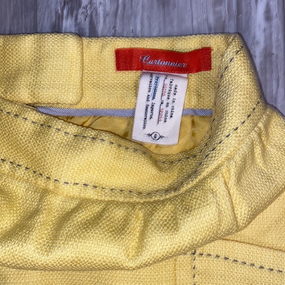 Anthropology- Cartonnier Yellow Pencil Skirt w Patch Pockets & contrasting blue - Picture 8 of 11